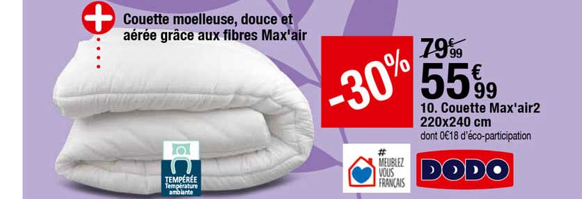 couette max'air2 220x240 cm dodo