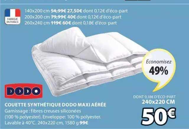 couette synthétique dodo maxi aérée