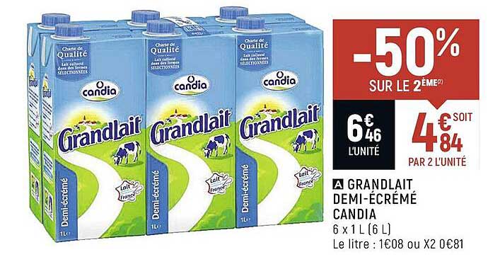 grandlait demi-écrémé candia