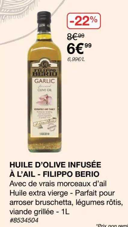 Huile D'olive Infusée à L'ail - Filippo Berio