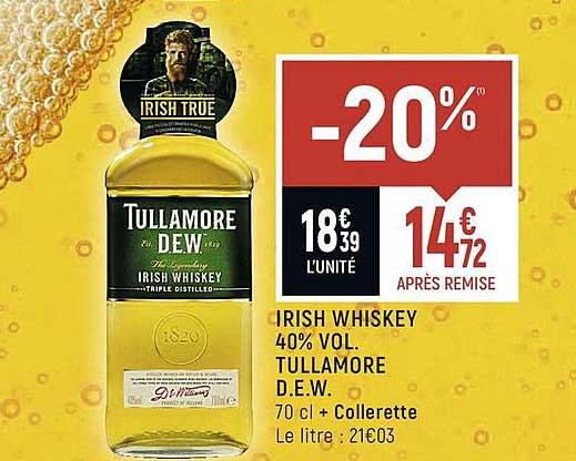 irish whiskey 40% vol. tullamore d.e.w.