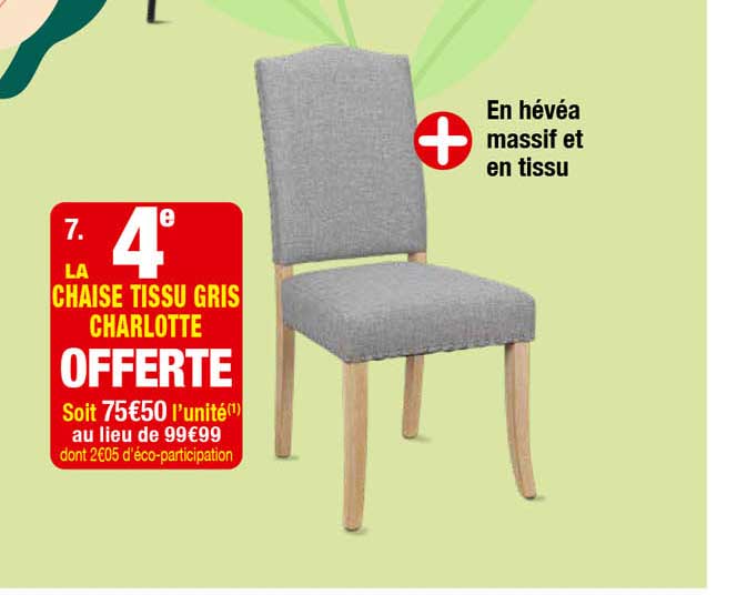 la chaise tissu gris charlotte