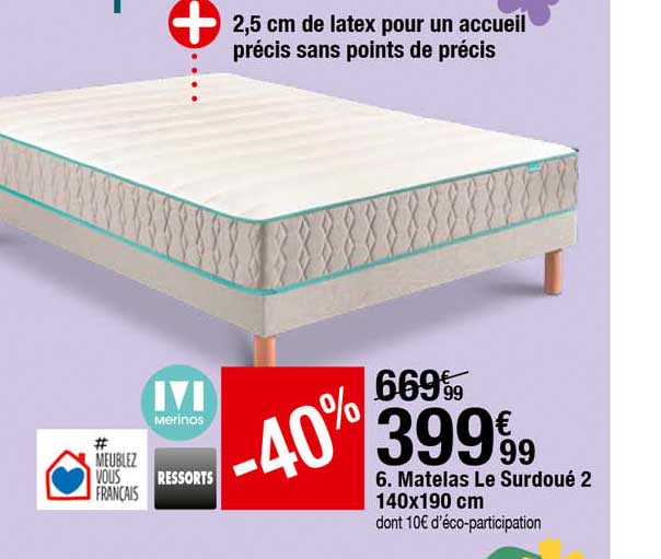 matelas le surdoué 140x190 cm
