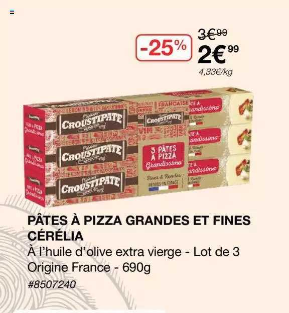 pâtes à pizza grandes et fines cérélia