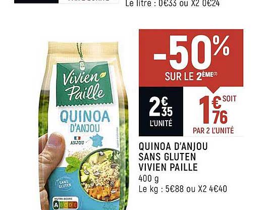 quinoa d'anjou sans gluten vivien paille