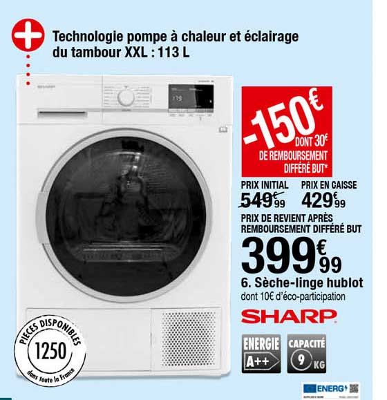 sèche-linge hublot sharp