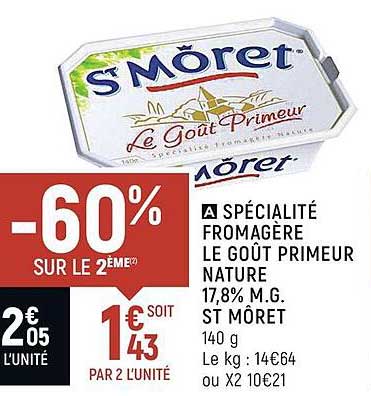 spécialité fromagère le goût primeur nature 17,8% m.g. st môret