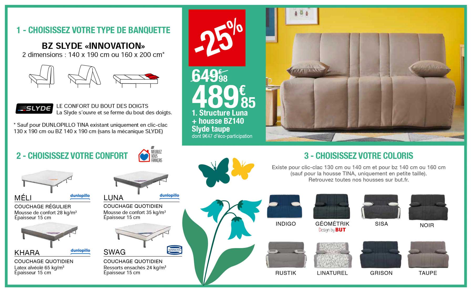 structure luna + housse bz140 slyde taupe