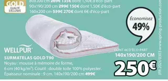 surmatelas gold t90 wellpur