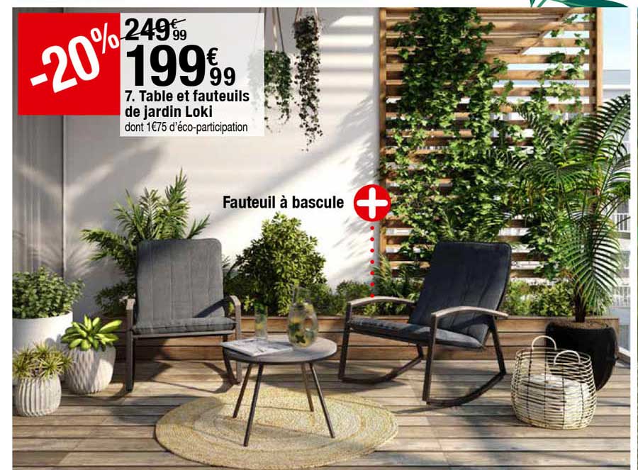 table et fauteuils de jardin loki