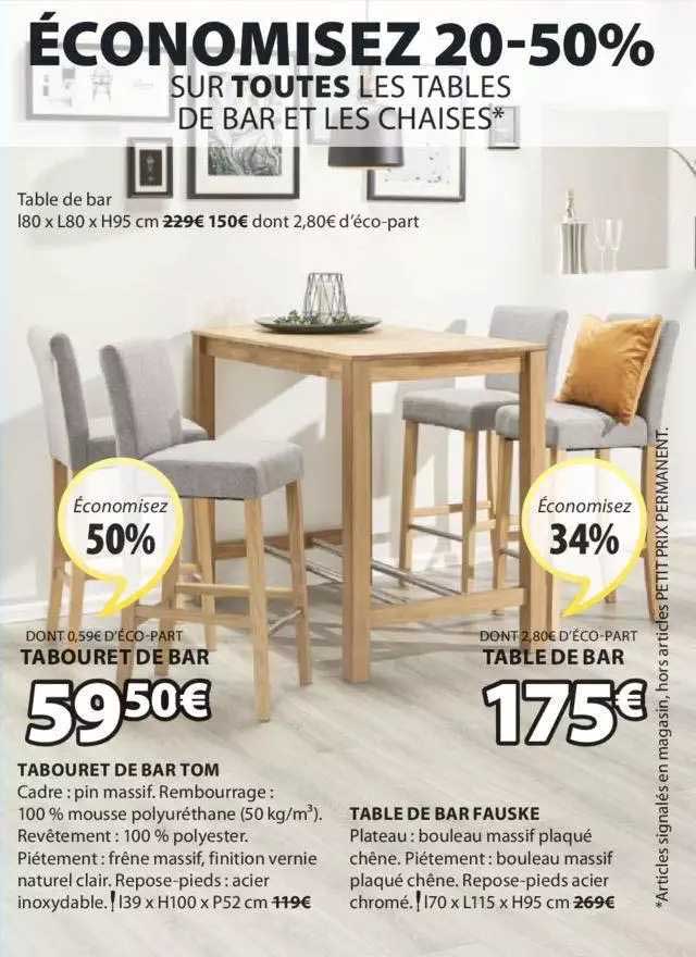 tabouret de bar tom, table de bar fauske