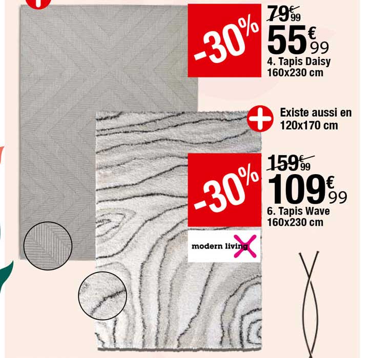 tapis daisy 160 x 230 cm, tapis wave 160 x 230 cm mordern living