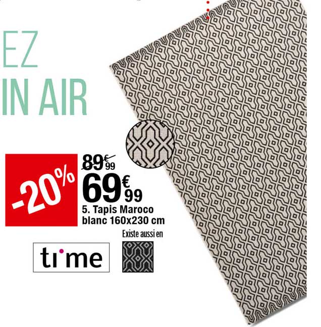 tapis maroco blanc 160 x 230 cm