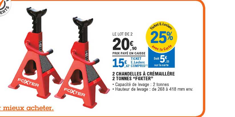 2 chandelles à crémaillère 2 tonnes "focter"
