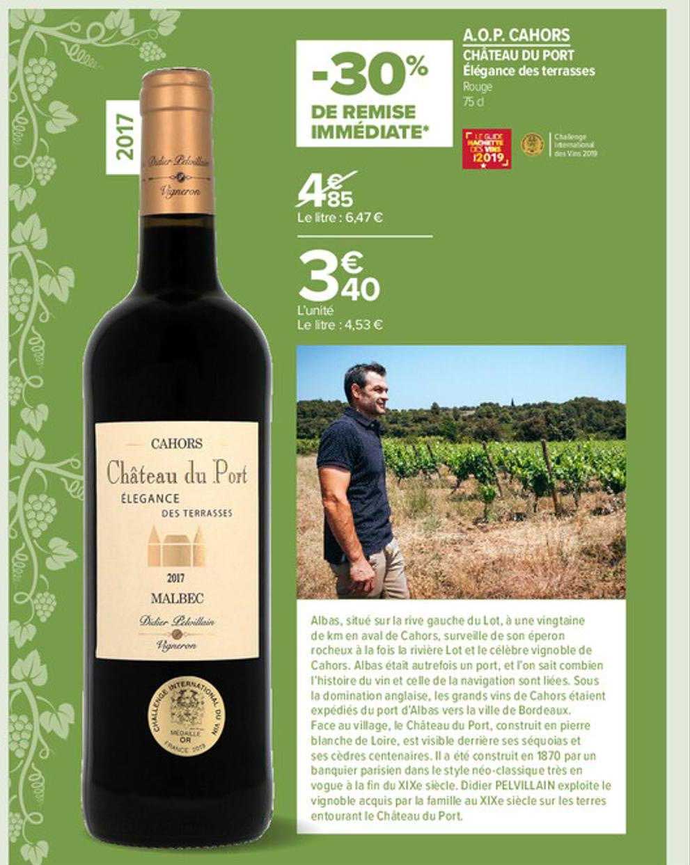 a.o.p. cahors château du port élégance des terrasses