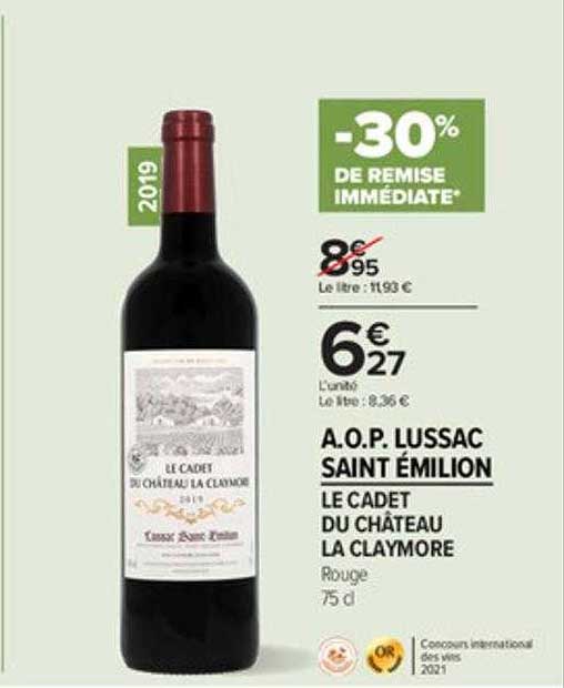 a.o.p. lussac saint émilion le cadet du château la claymore
