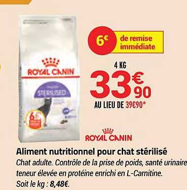 aliment nutritionnel pour chat stérilisé