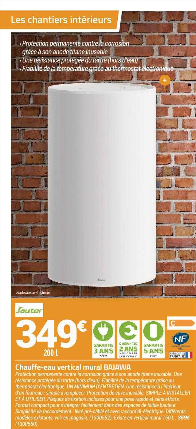 chauffe-eau vertical mural bajawa