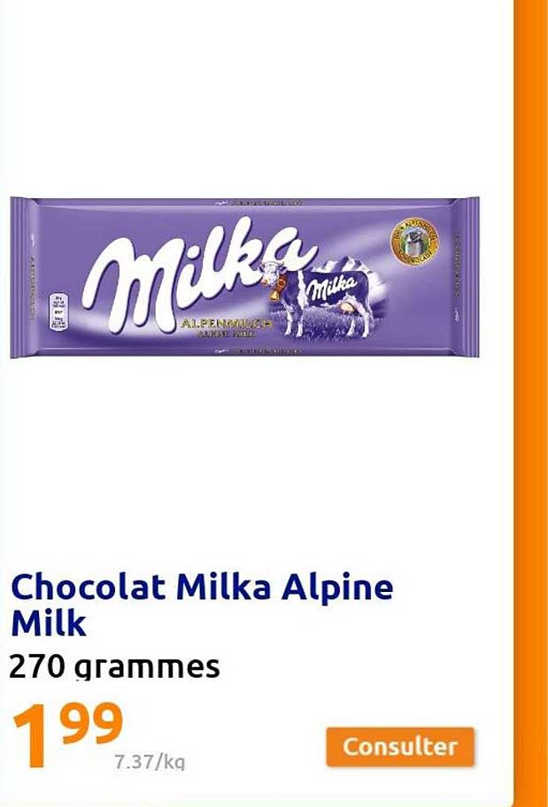 chocolat milka alpine milk