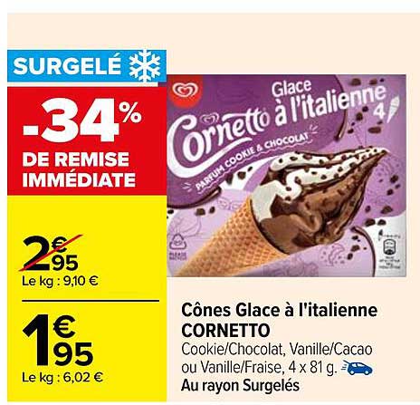 cônes glace à l'italienne cornetto