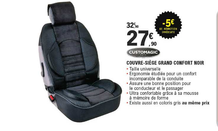 couvre-siège grand confort noir customagic
