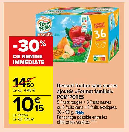 dessert fruitier sans sucres ajoutés "format familial" pom'potes