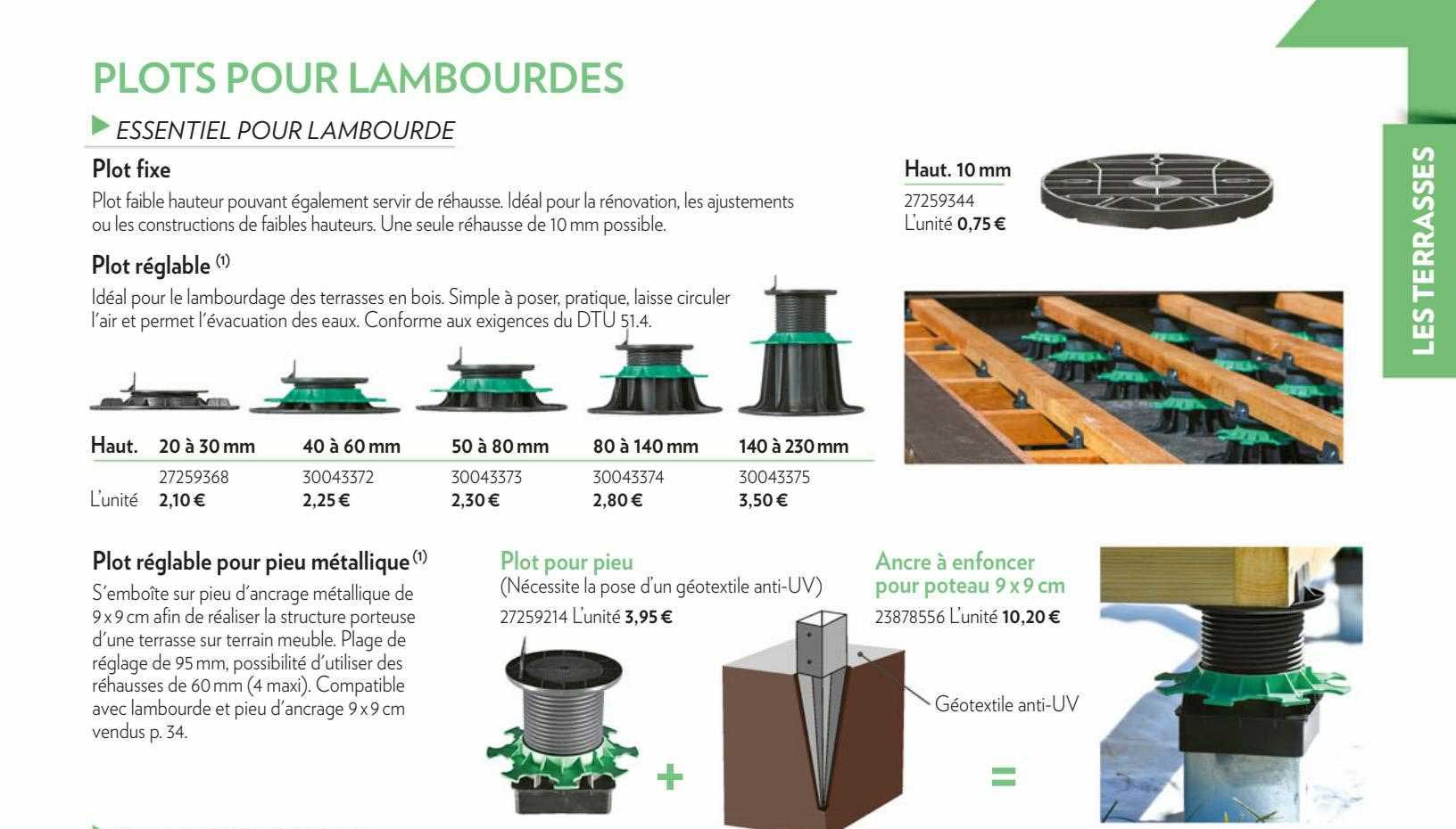 essentiel pour lambourde our plot réglable pour pieu métallique