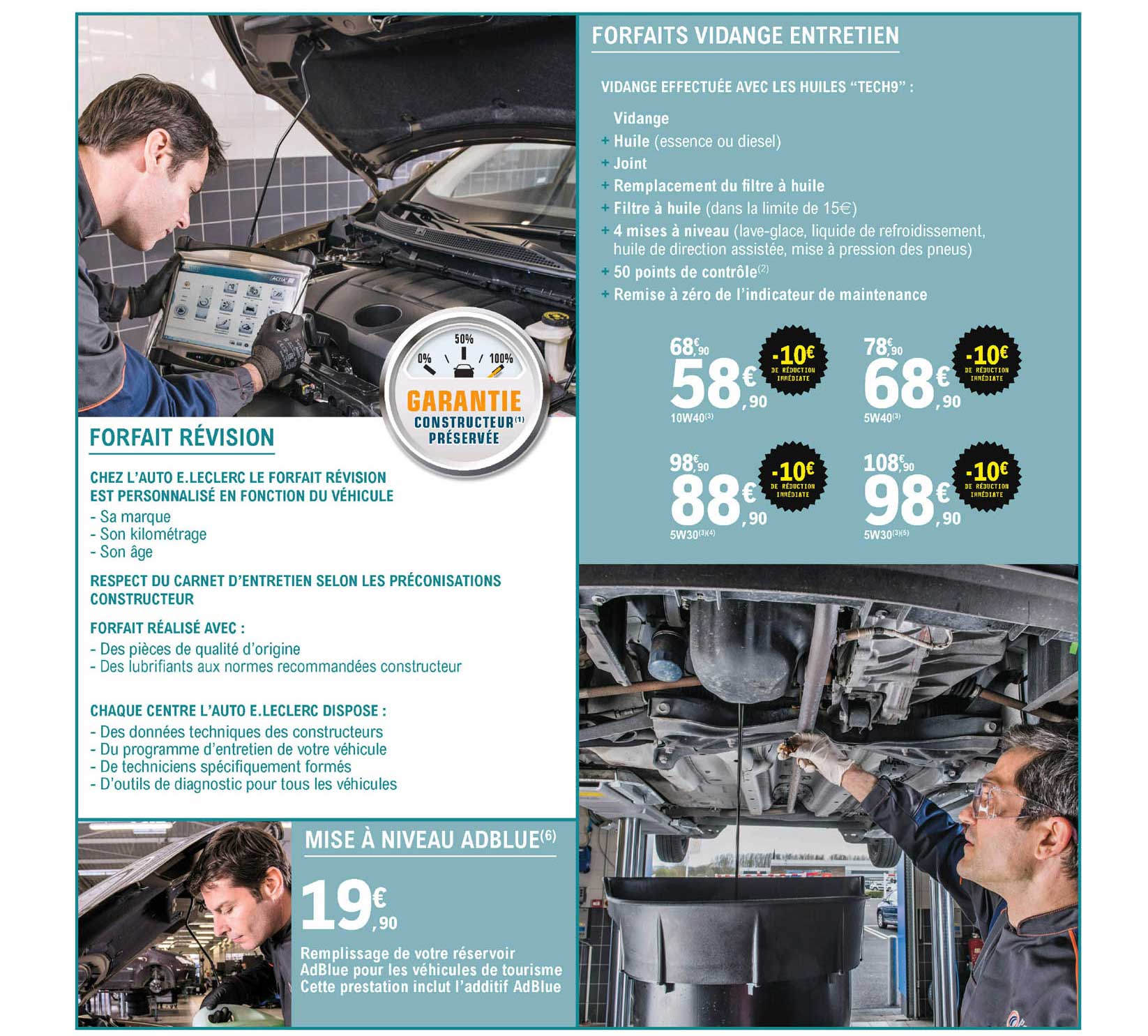 forfait révision, mise à niveau adblue, forfaits vidange entretien