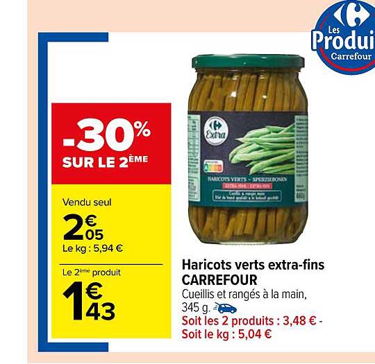 haricots verts extra-fins carrefour