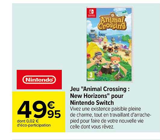 jeu "animal crossing : new horizons" pour nintendo switch