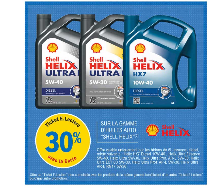 la gamme d'huiles auto "shell helix"