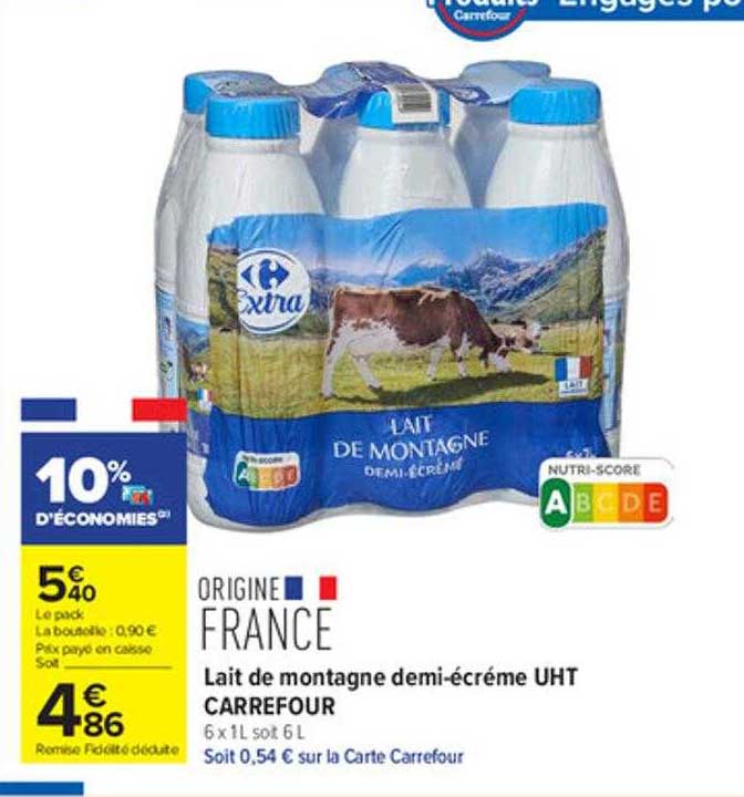lait de montagne demi-écrémé uht carrefour