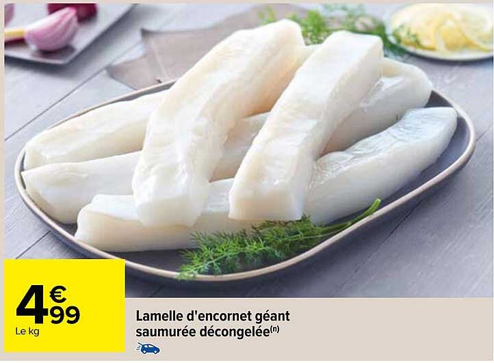 lamelle d'encornet géant saumurée décongelée