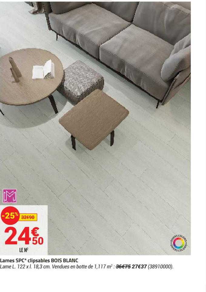 lames spc clipsables bois blanc