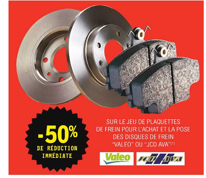 le jeu de plaquettes de frein, disques de frein "valeo" ou "jcd ava"