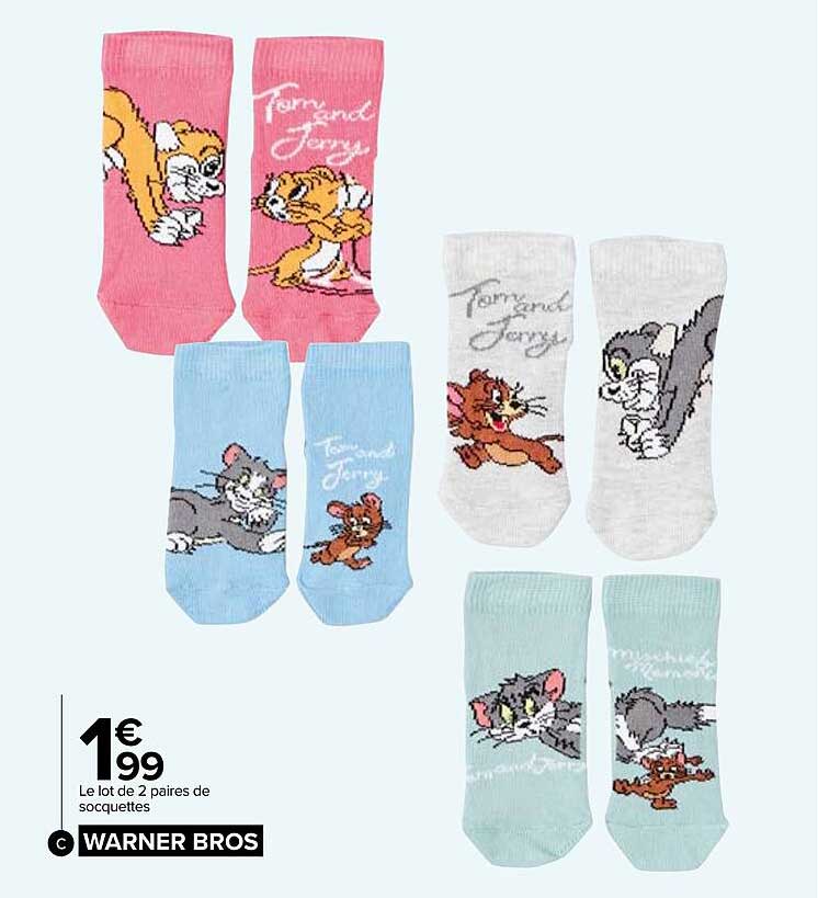 le lot de 2 paires de socquettes warner bros