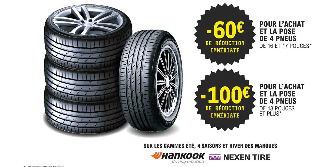 les gammes été, 4 saisons et hiver des marques hankook, nexen tire