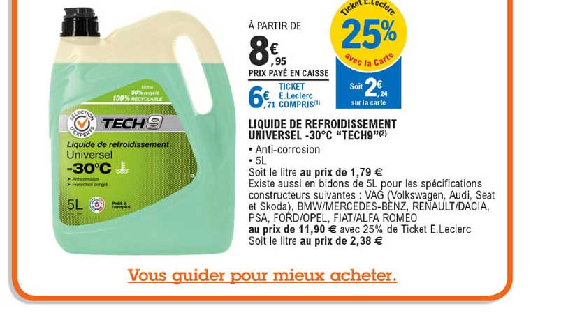 liquide de refroidissement unversel -30°c "tech9"