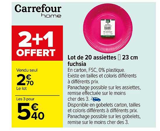 Lot De 20 Assiettes 23 Cm Fuchsia