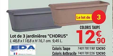 lot de 3 jardinières "chorus" eda