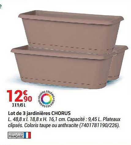 lot de 3 jardinières chorus