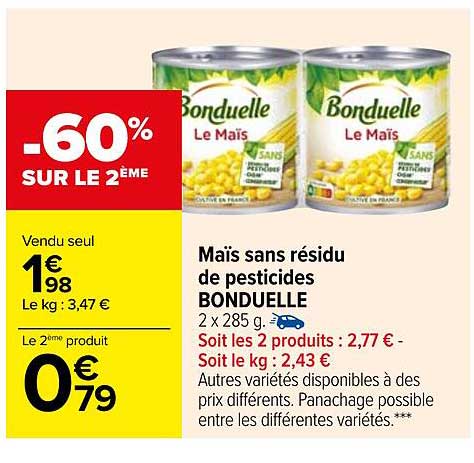maïs sans résidu de pesticides bonduelle