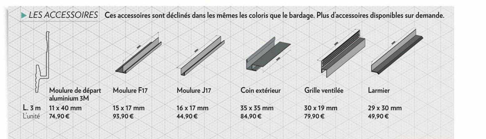 moulure de départ aluminium 3m , moulure f17, moulure j17, coin extérieur, grille ventilée, larmier