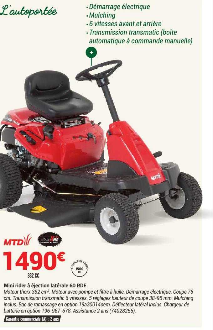 mtd mini rider à éjection latérale 60rde