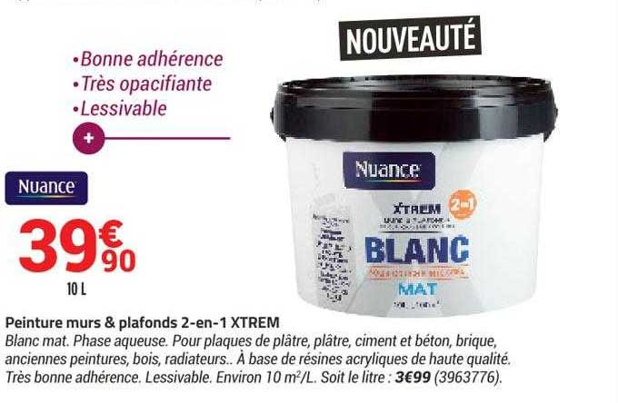 nuance peinture murs & plafonds 2-en-1 xtrem