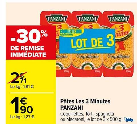 pâtes les 3 minutes panzani