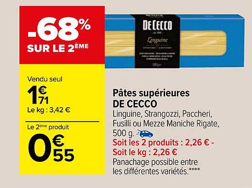 pâtes supérieures de cecco