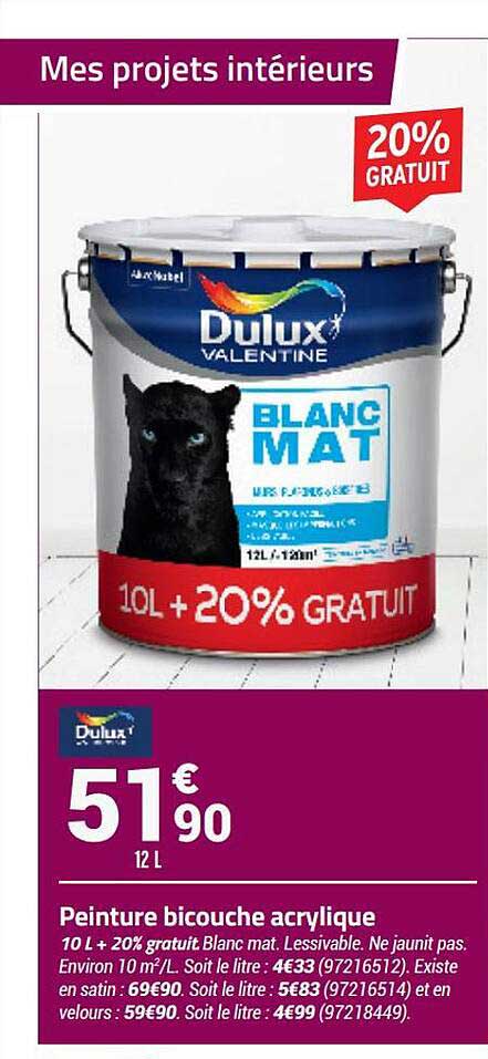 Peinture Bicouche Acrylique Dulux