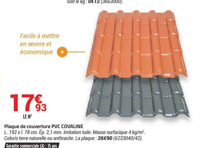 plaque de couverture pvc covaline