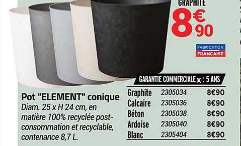pot "element" conique